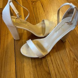 White satin heels
